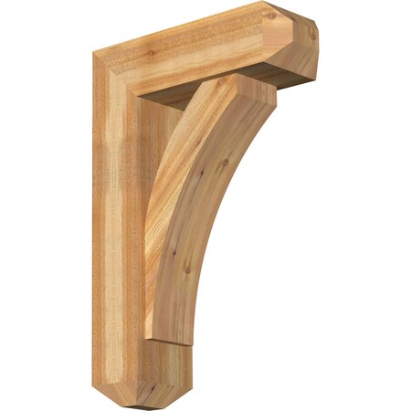 Ekena Millwork Thorton Craftsman Rough Sawn Bracket w/ Offset Brace, Western Red Cedar, 8"W x 24"D x 36"H BKT0806X24X36THR04RWR